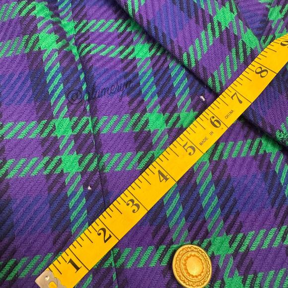 Dana Buchman Vintage 100% Wool 80's Colorful Plaid Suit Jacket Blazer Size 6 - Picture 7 of 9